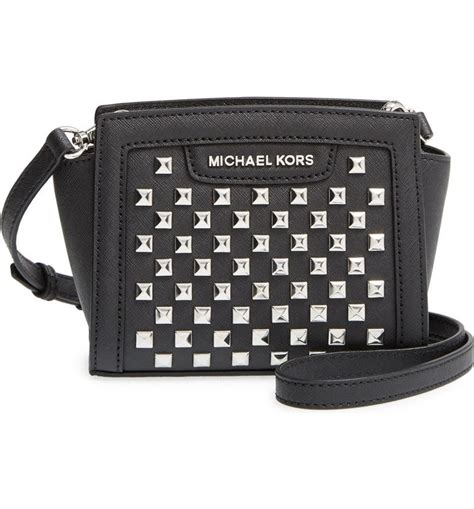 michael kors selma mini studded leather crossbody